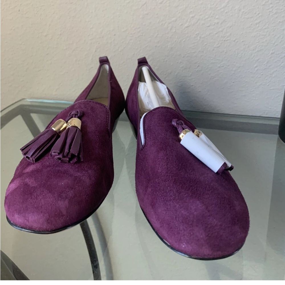 Vero Cuoio Deep Purple Suede Loafers with Tassels Sz 6M - Picture 5 of 9